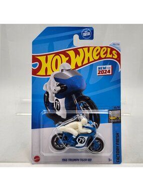 Hot Wheels 1966 Triumph Tiger 100 Blue 2024 Factory Fresh 10/10 190/250
